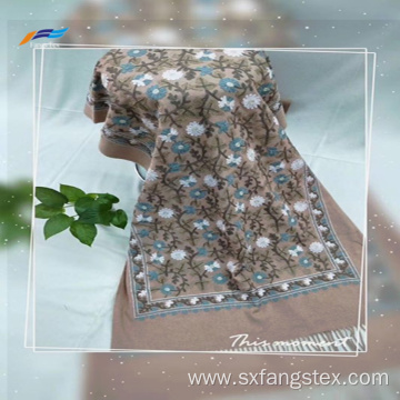 Elegant Design Floral Embroiderd Ladies Polyester Scarf